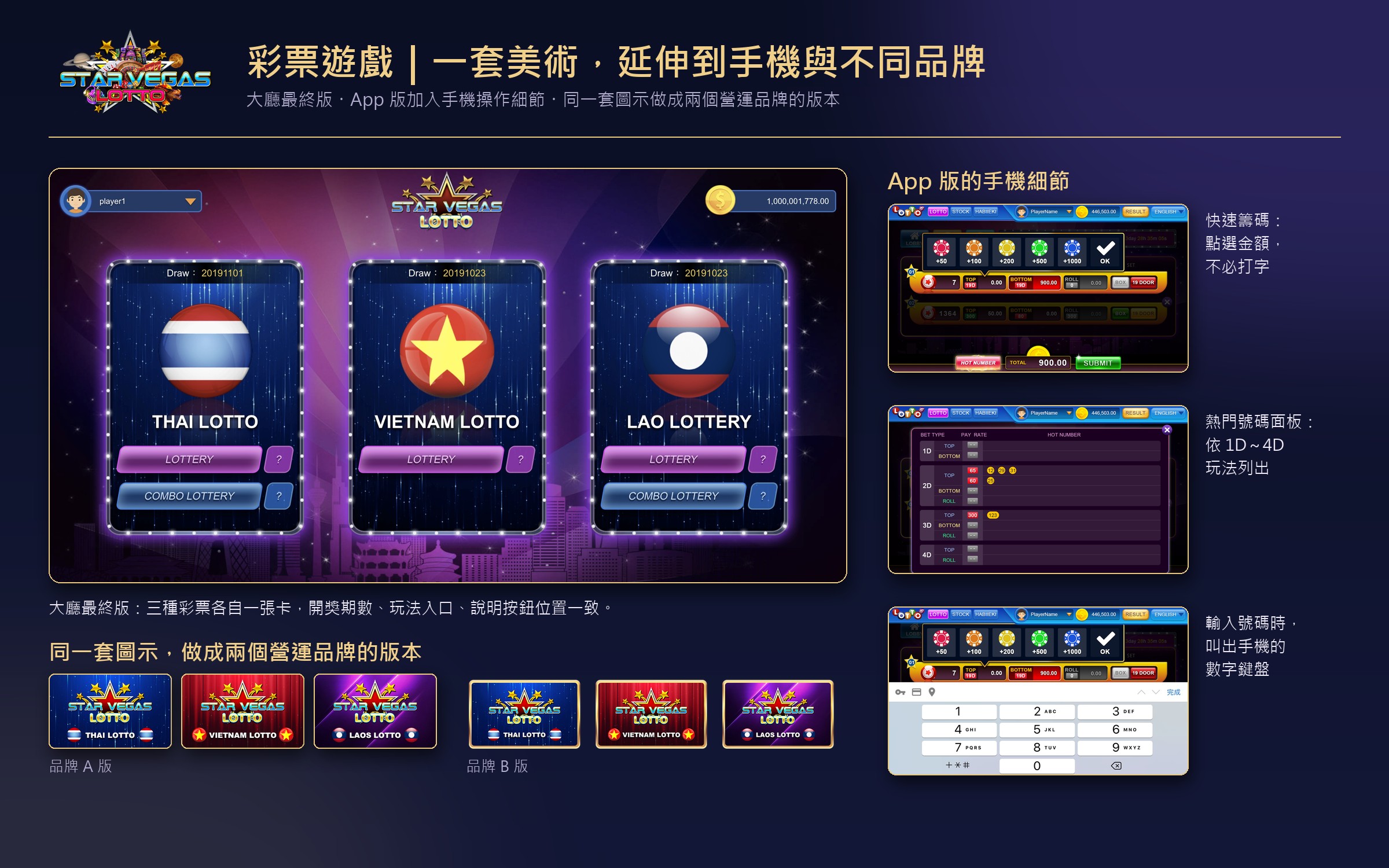 大廳最終版、App 手機細節、兩個品牌版本